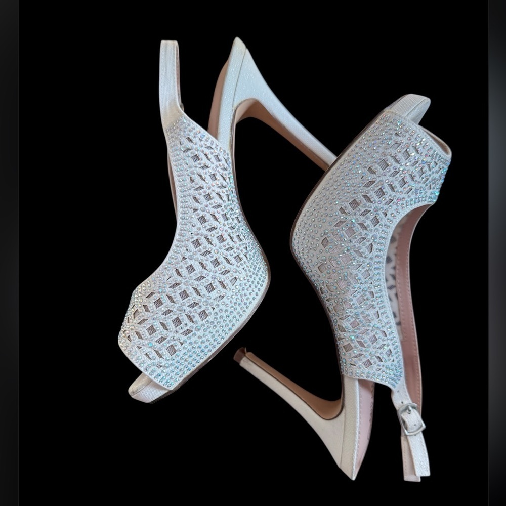 Peep Toe Rhinestone Pumps​​ - Picture 2 of 3